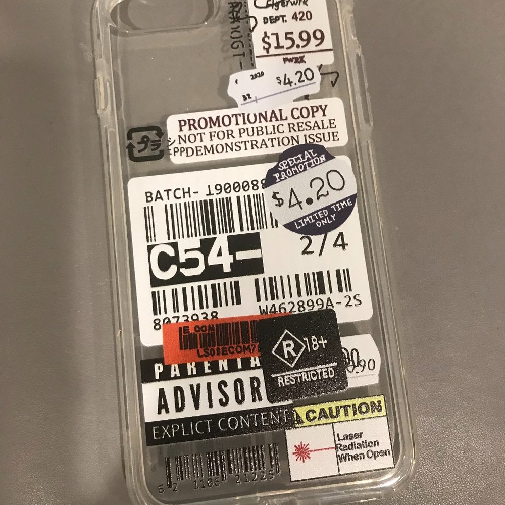 Label Pattern Clear Phone Case